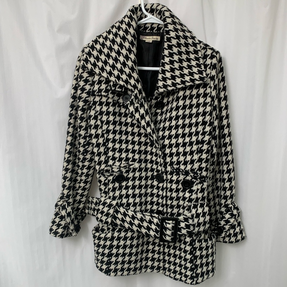 American rag pea coat in houndstooth print